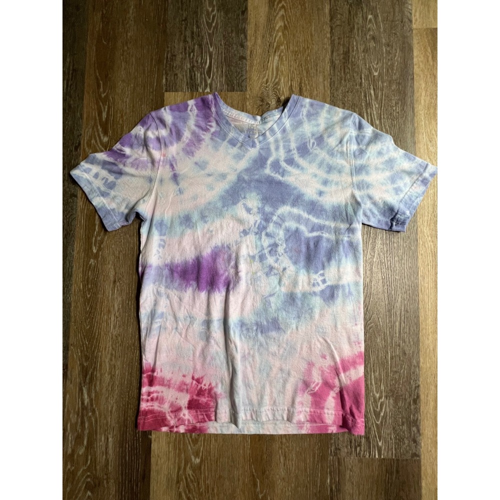 George Tie Dye V-Neck T-Shirt Mens Small Purple Pink Blue‎ Short Sleeve